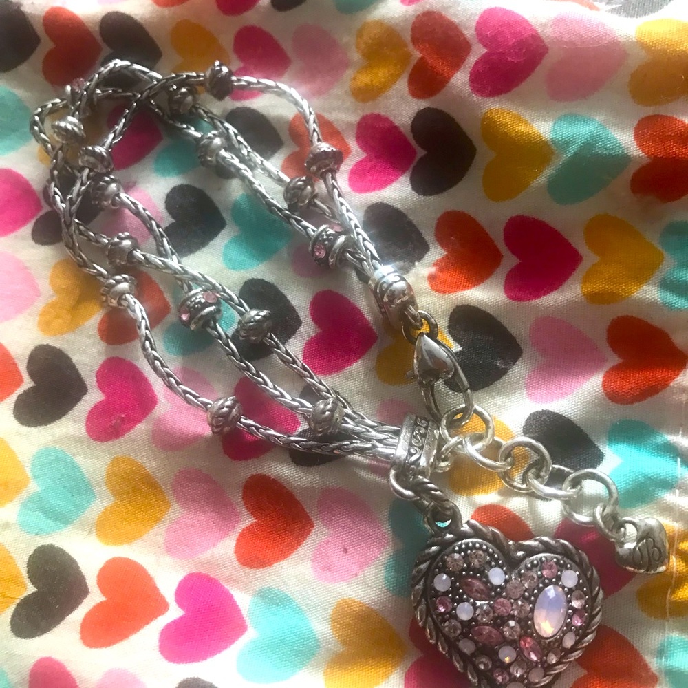 Brighton set of bracelet silver plate breast cancer awareness and pink earrings